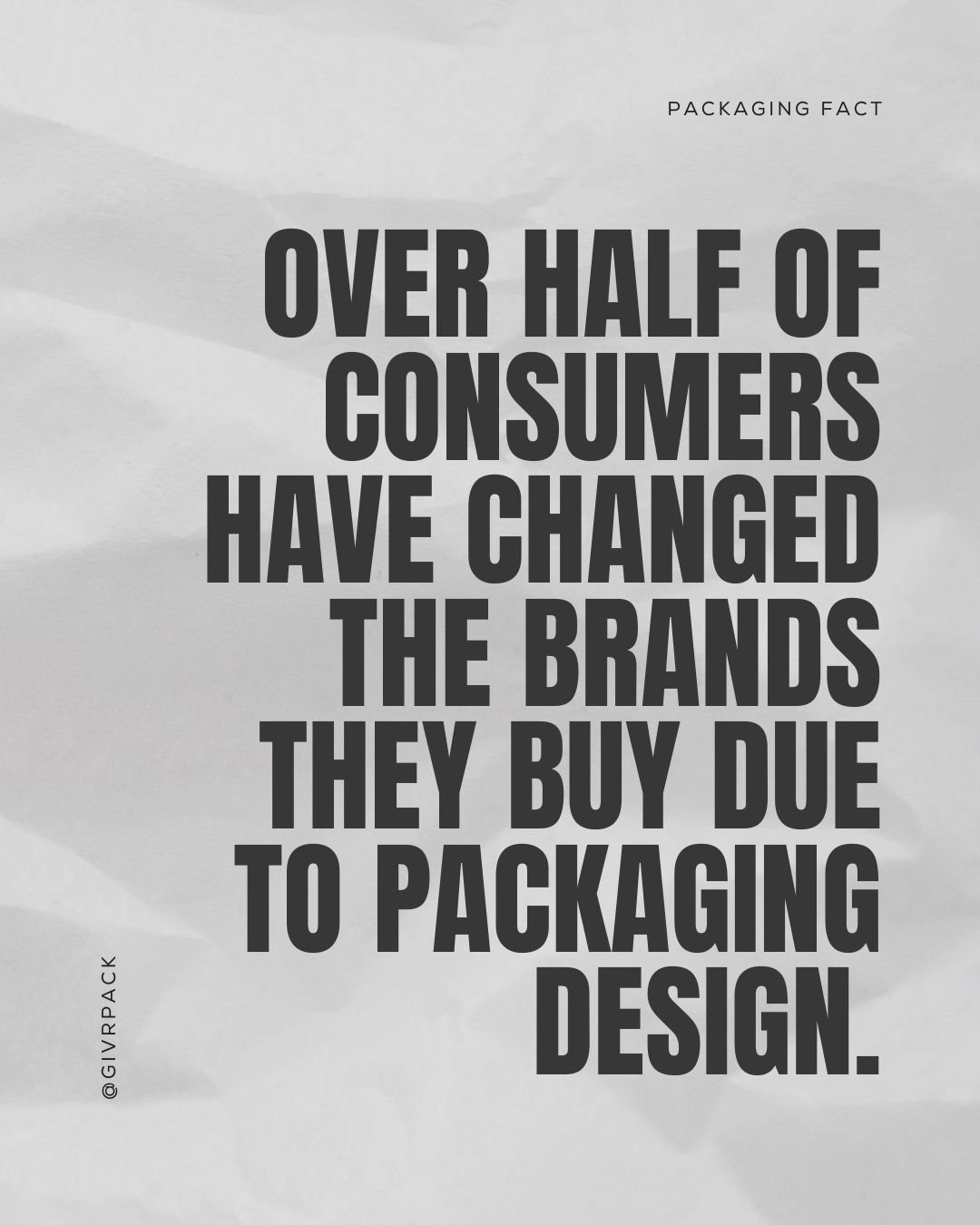 The data doesn't lie. Packaging matters. Over HALF of consumers reported that they have changed the product brands they buy due to packaging design.