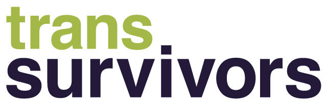 A graphic that reads "trans" in green text and "survivors" in black.