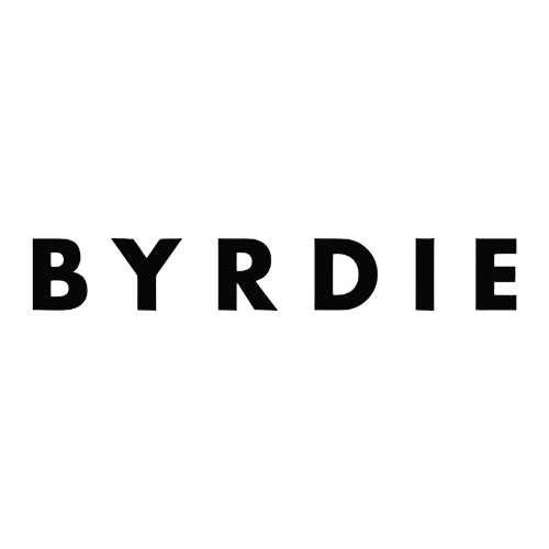 BYRDIE logo with text in black and white.