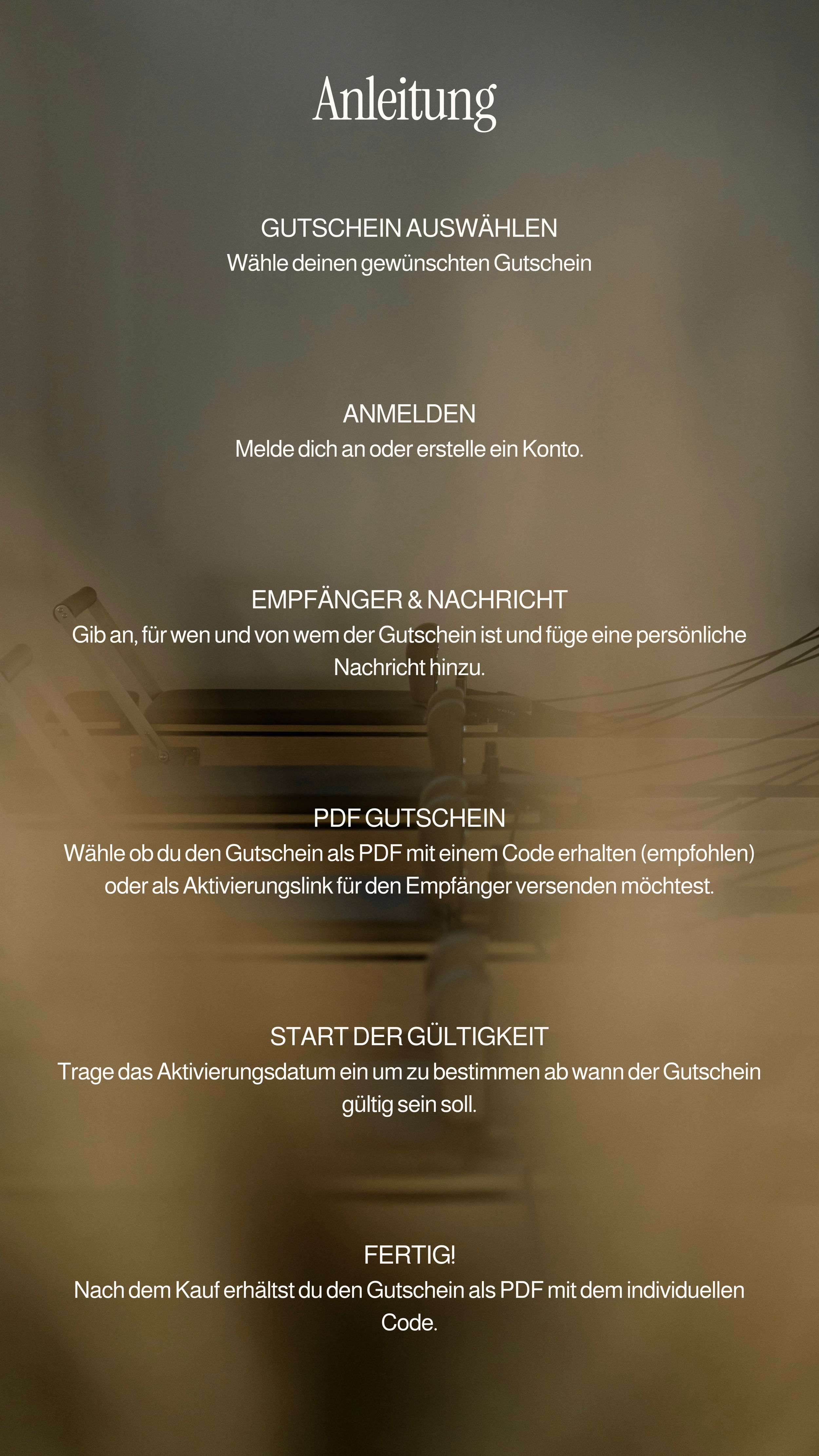 Anleitung zum Auswählen und Versenden eines Gutscheins auf einem Smartphone-Bildschirm.