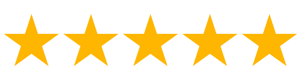 Five yellow stars arranged in a horizontal row on a black background.