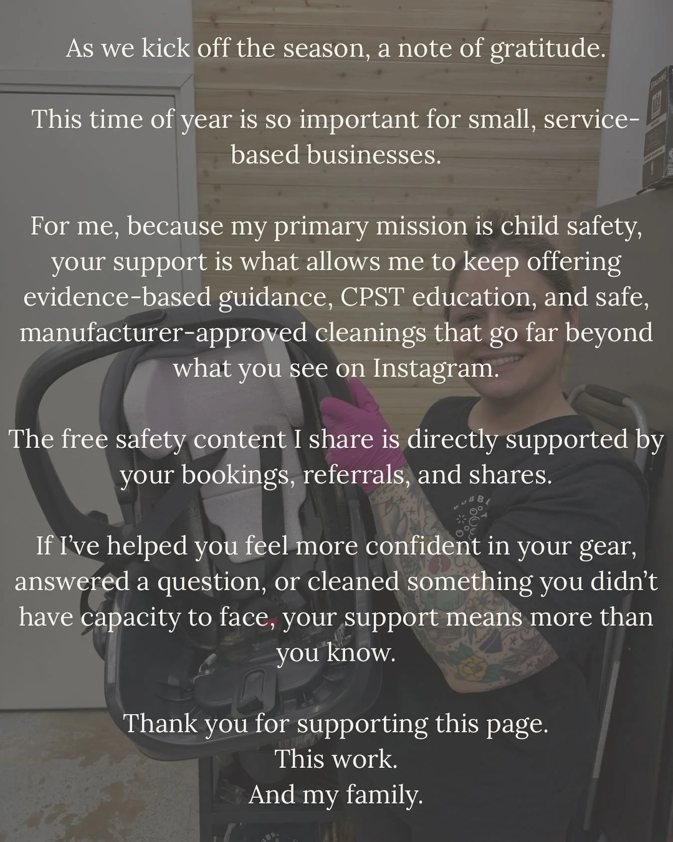 Starting the season with gratitude for all of you who trust this little business with such important work. Thank you, truly. 💛

If your baby gear could use a reset, I&rsquo;d be honored to take it off your plate.