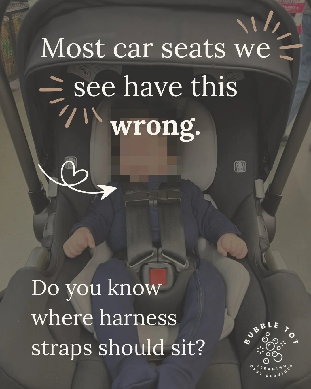 Harness strap height is one of the most common mistakes we see when checking car seats.

The rule is simple, but easy to mix up.

Rear-facing &rarr; straps should come at or below the shoulders.
Forward-facing &rarr; straps should come at or above th