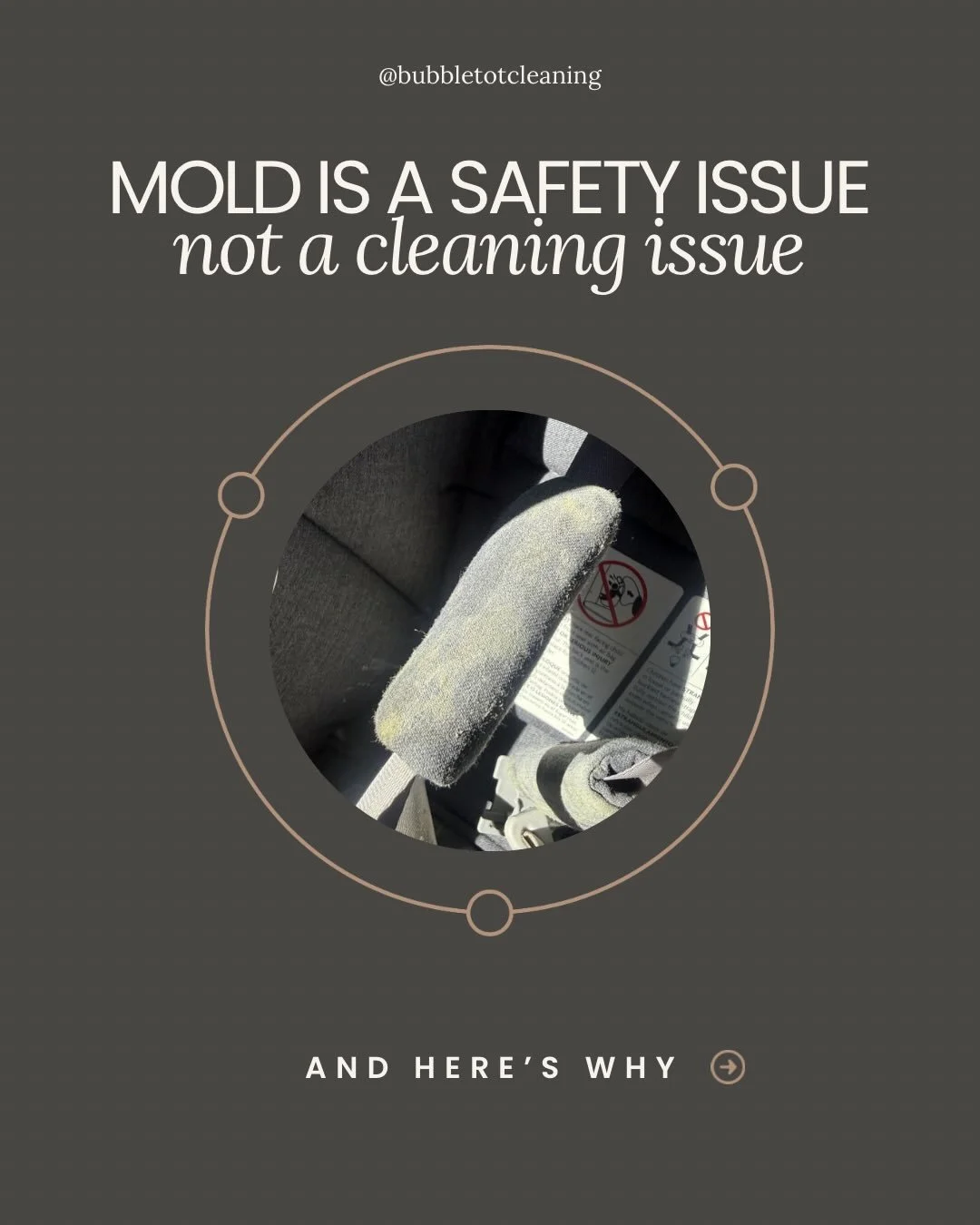 Mold isn&rsquo;t just a surface issue. It&rsquo;s a biological contaminant that spreads at a microscopic level and embeds into materials you can&rsquo;t fully clean or verify as safe.

In baby gear like car seats, where foam and padding are designed 