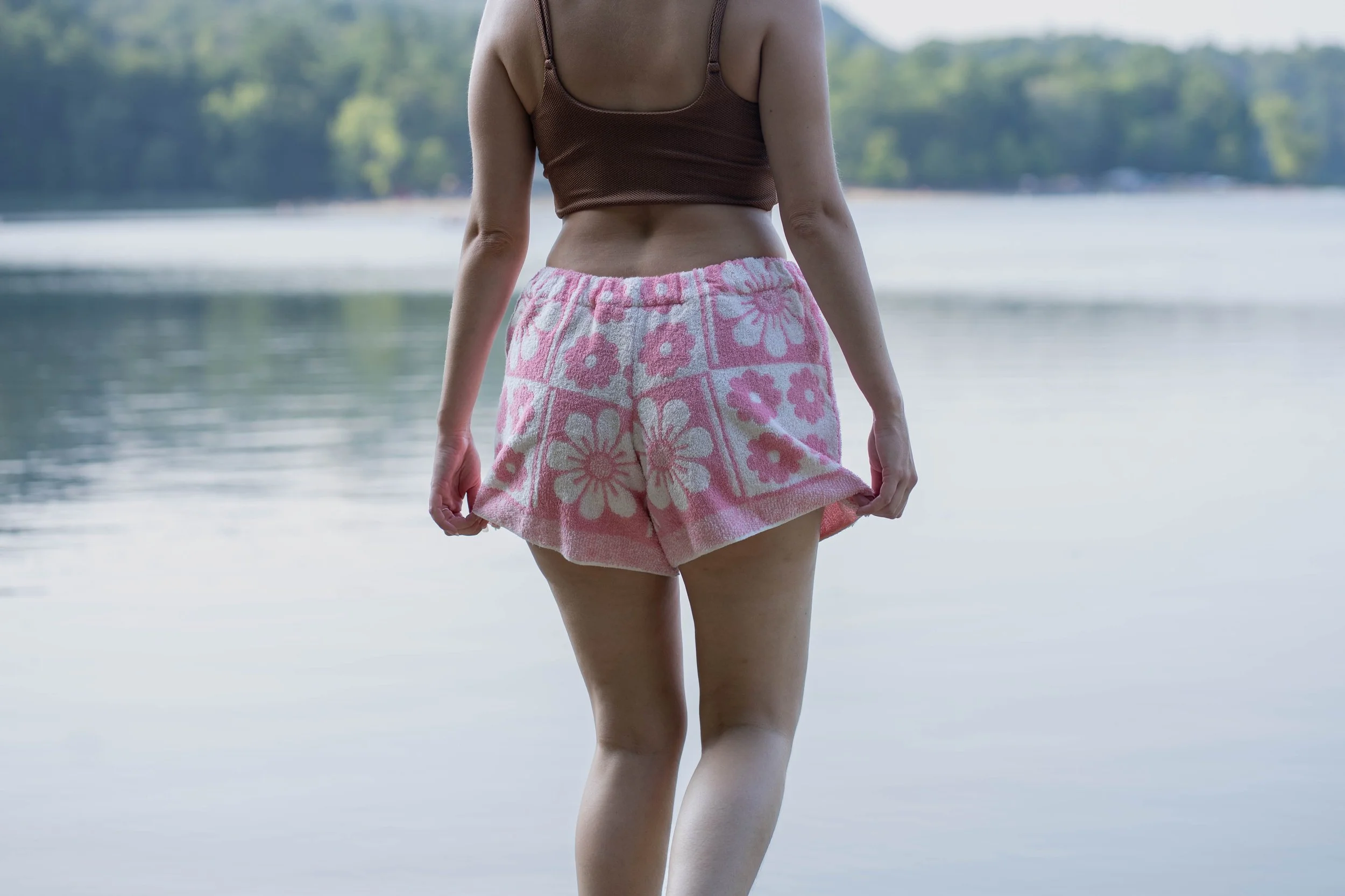 Pink Floral Towel Short.jpeg