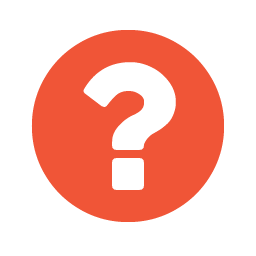 A orange circle with a black question mark in the center.