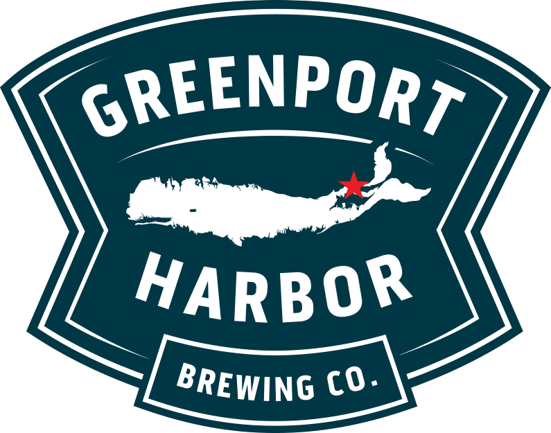 Greenport Harbor Brewing Co. logo with an outline of Long Island and a red star marking Greenport, NY.