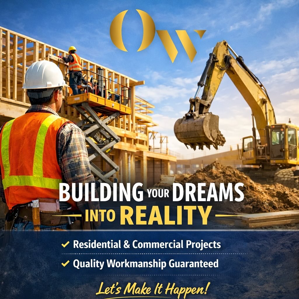 Built with intention. Delivered with precision.

At OW, every structure we create is more than just a build it&rsquo;s a reflection of craftsmanship, discipline and vision brought to life.

From the first dig to the final detail, we stand by quality,