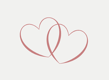 Two overlapping pink-outlined hearts on a light gray background.