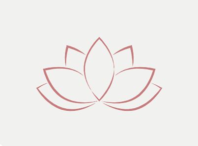A minimalist pink lotus flower outline on a light gray background.