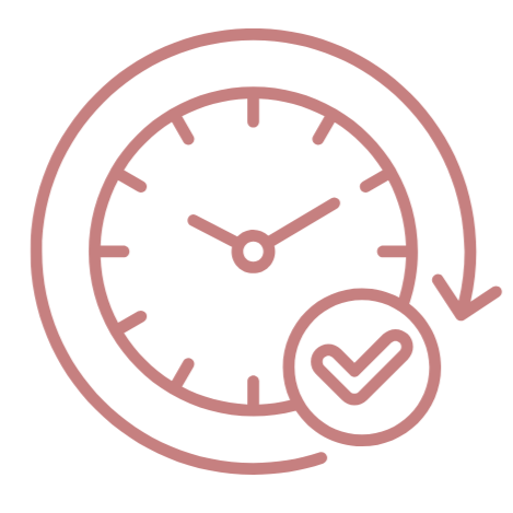 Clock with checkmark and arrow indicating time validation or approval