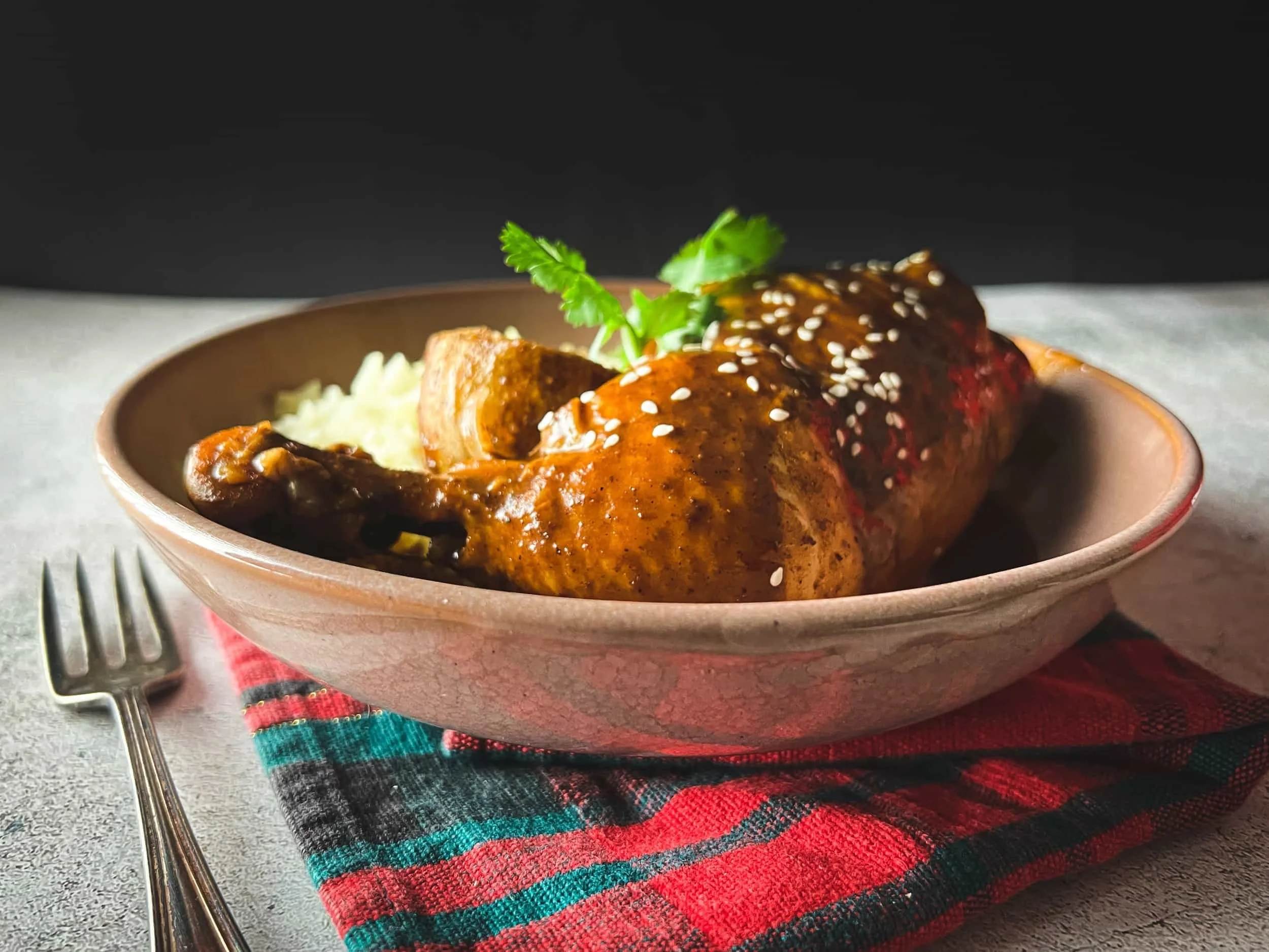 Peppered Earth simple Mexican mole sauce served in a dish