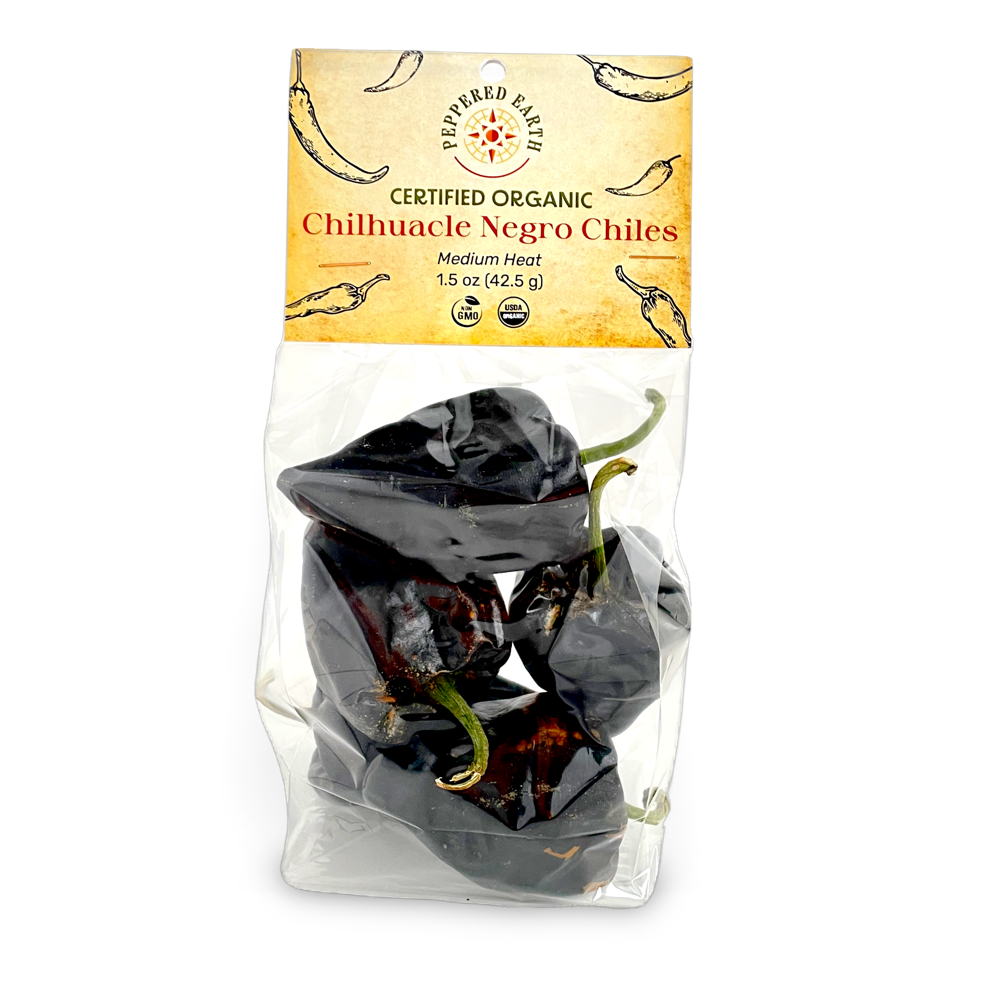 Chilhuacle Negro Organic Whole Dried Pods Small | Peppered Earth