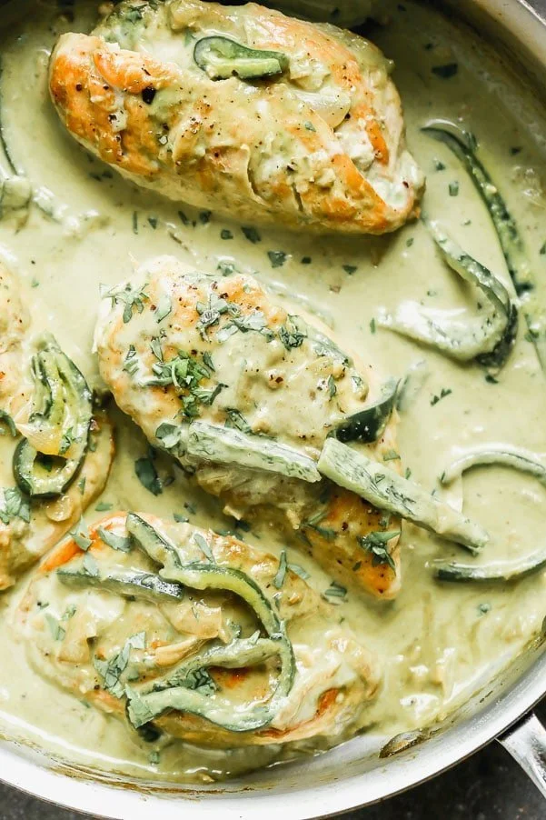 Peppered Earth Chicken w/Poblanos, Mushrooms &amp; Cream 