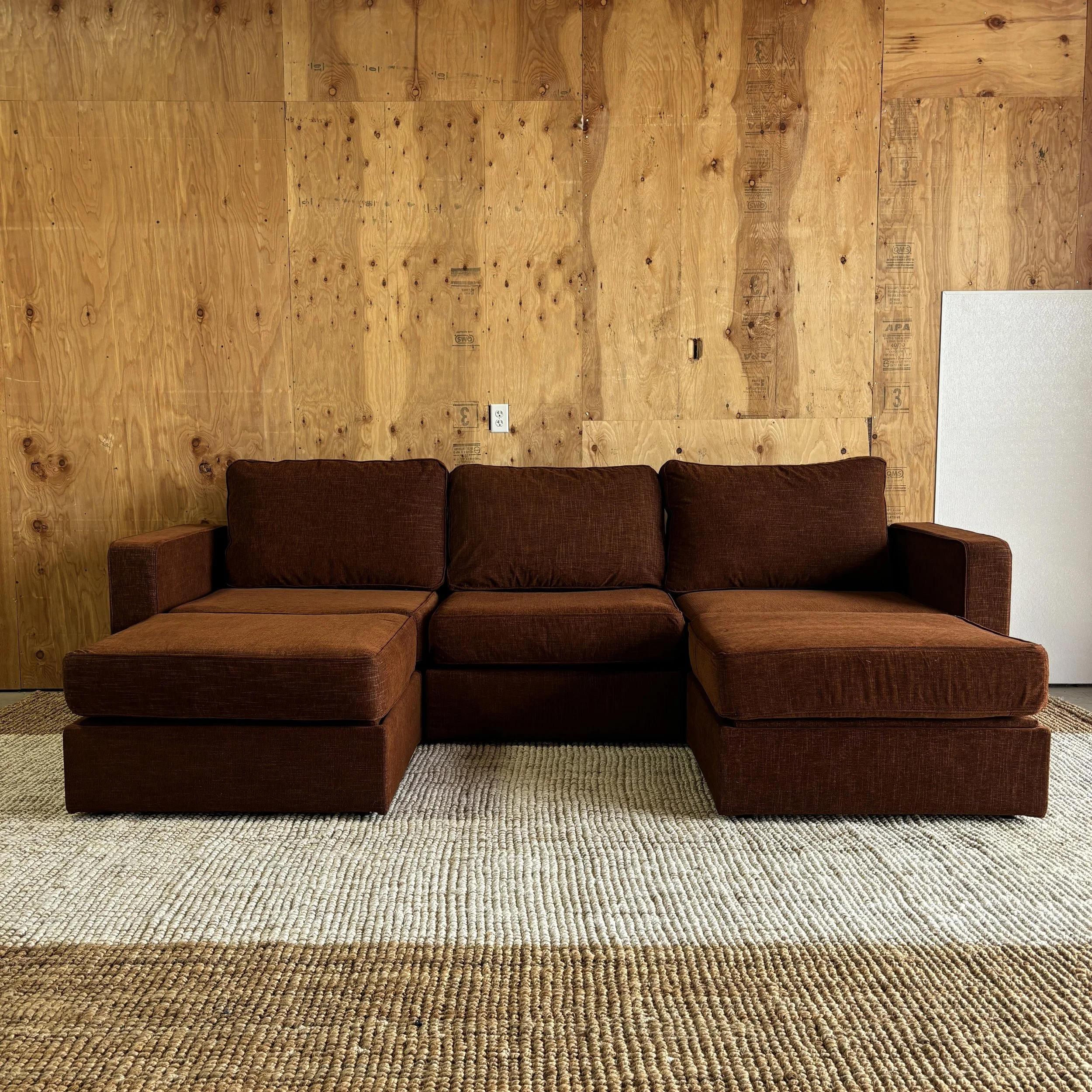 Lovesac Sactional – Sofa with 2 Chaise, Angled Backs – Terracotta Rained Chenille