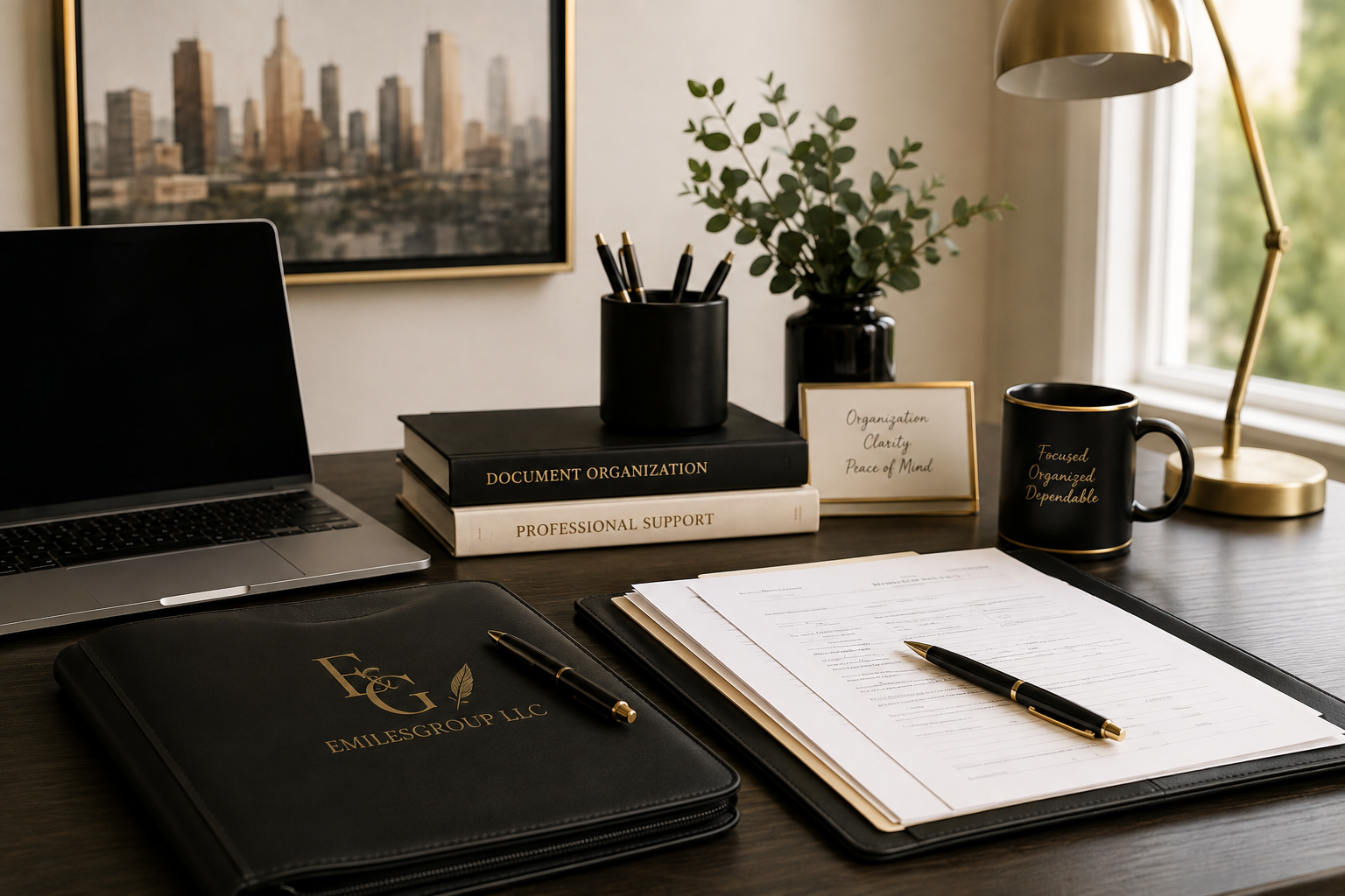 Professional document support workspace for EmilesGroupLLC