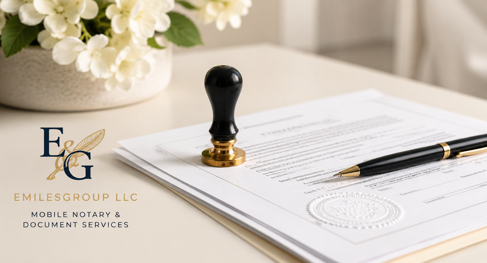 Notary Public stamp and document