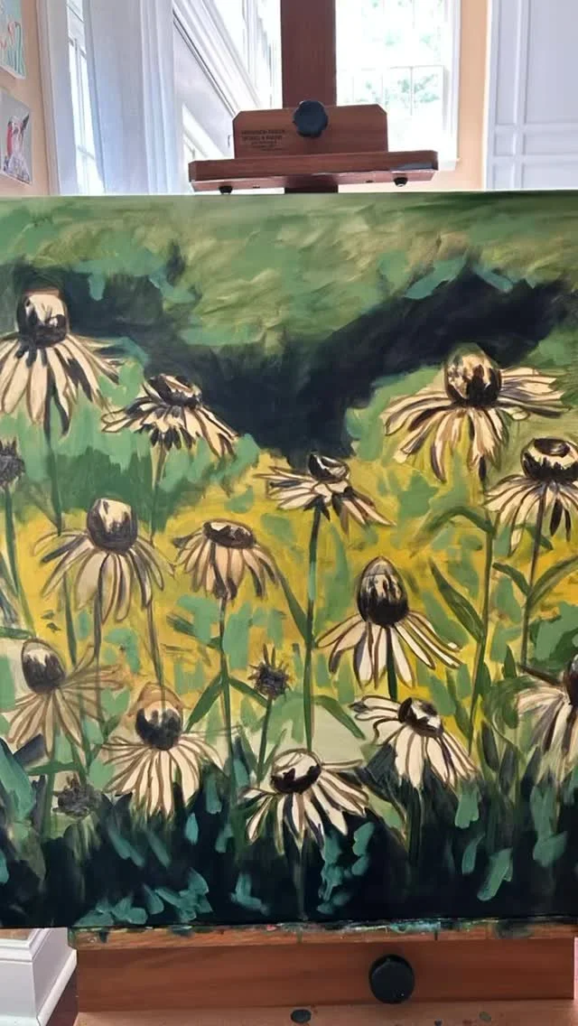 Petals in progress πΌ #wip #landscapeart #flowersofinstagram #echinacea #coneflower #flowerpaintings