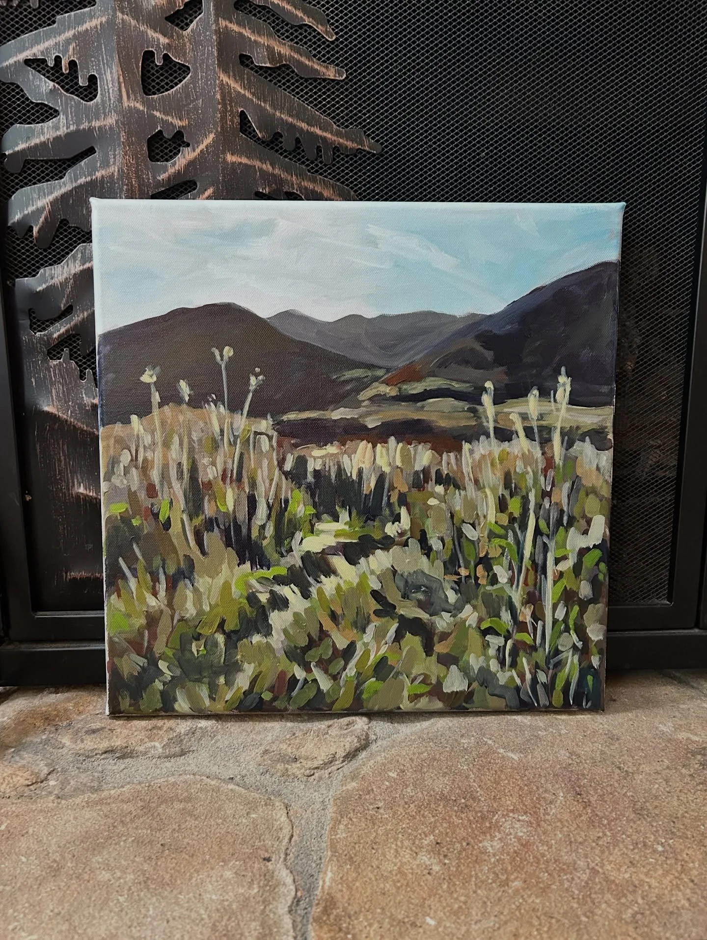 A painting from my recent trip to #northcarolina of #samsknob off the Blue Ridge Parkway. Perfect for lazy hikers like me - short slide for a long run views! We went late in the day and it was getting dark but it was magical ✨ 

#blackbalsamtrail #bl