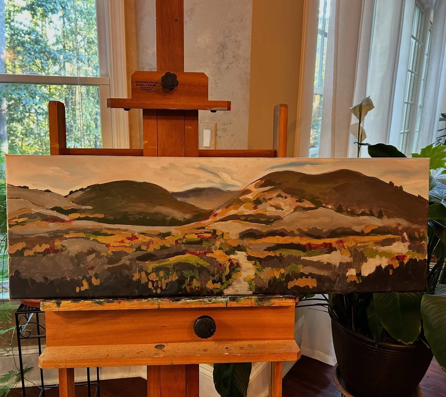 Work in progress&hellip;another one of Sam&rsquo;s Knob Trail. Painting fall colors is a new one for me 🍂 

#wip #landscapeartist #artoftheday #artistsofinstagram #blackbalsam #blueridgeparkway
