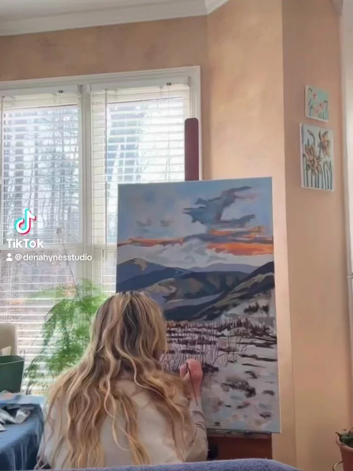 Back at it after a couple busy weeks of work 👩&zwj;💻 alot more to go 🏔️ 

#acrylicpainter #landscapeart #wip #snowyscene