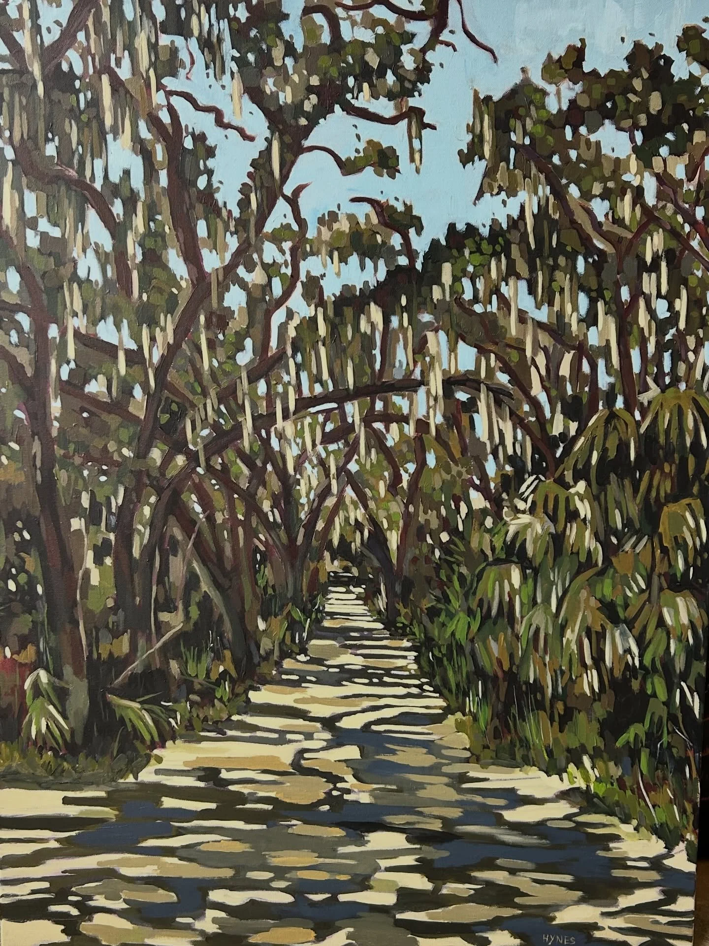 Finish this big painting from a photo I took of a preserve in St. Simons Island. ￼ Working on another smaller piece from that same trip. 🌳 

#oaktrees #landscapepainting #southernscenery #artofinstagram #spanishmoss