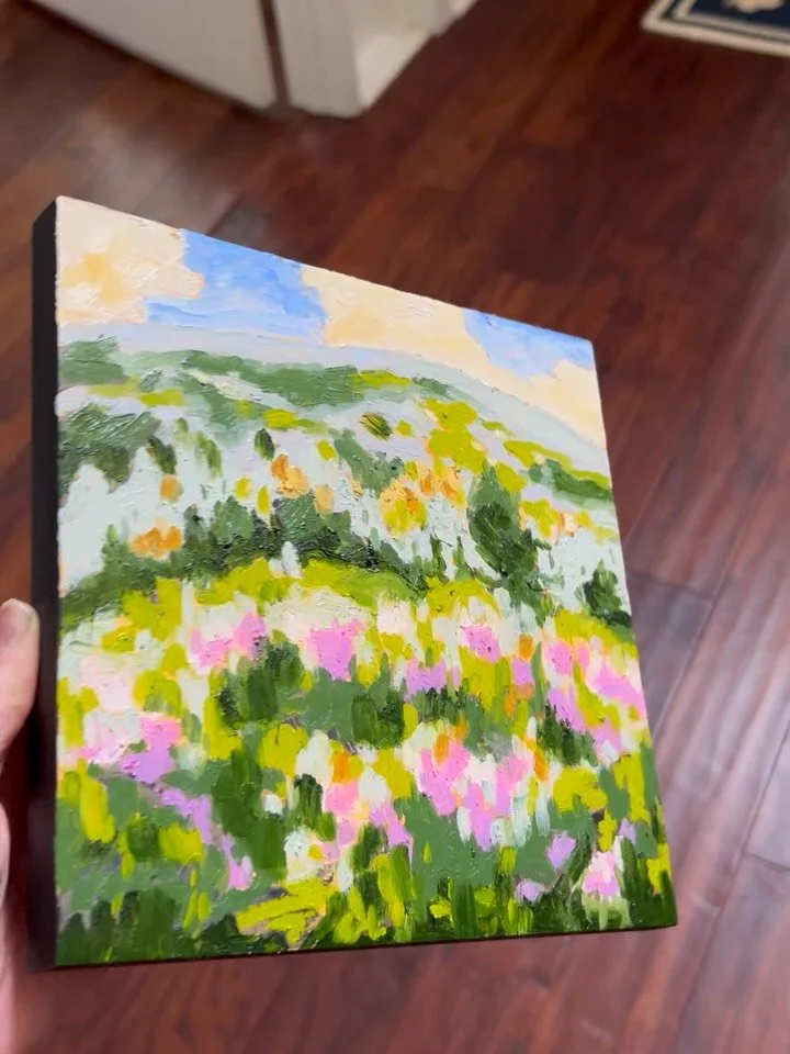 Playing around with oil sticks again - ￼ I love the juiciness of the color and texture of oil paints. 

#abstractart #oilstick #landscapeartist #artofinstagram  #wip