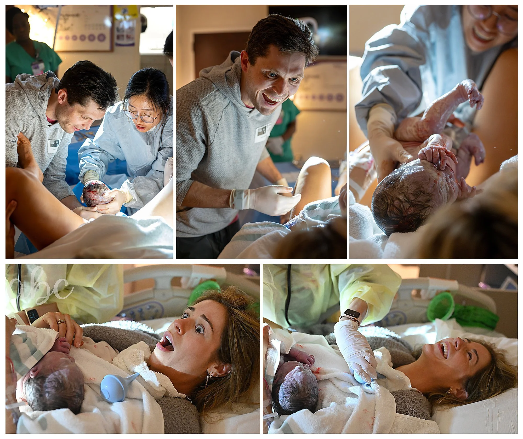 Atlanta doula photographer captures images of dad catching his baby at North Fulton Hospital