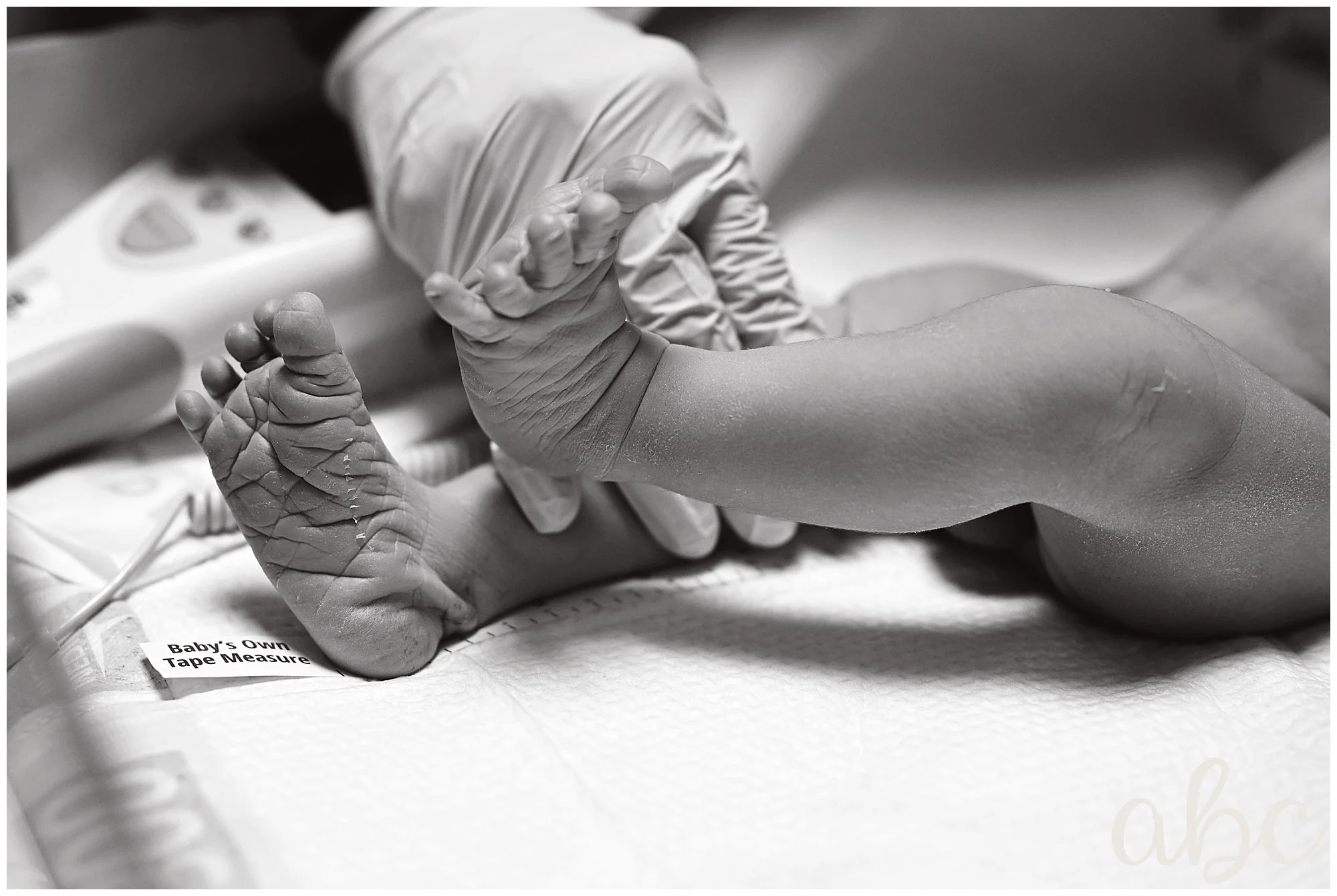 Baby is being measured at the hospital. Photo by Wooodstock Doula Maegan Hall