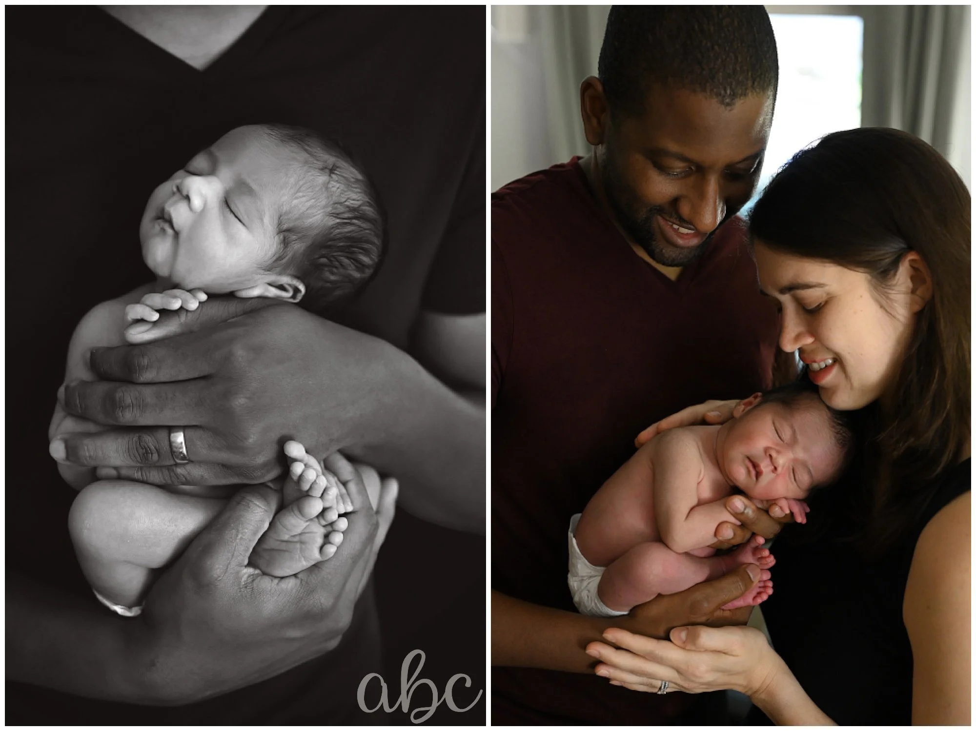 Mom and Dad hold newborn baby boy while Doula photographer takes photos in Woodstock