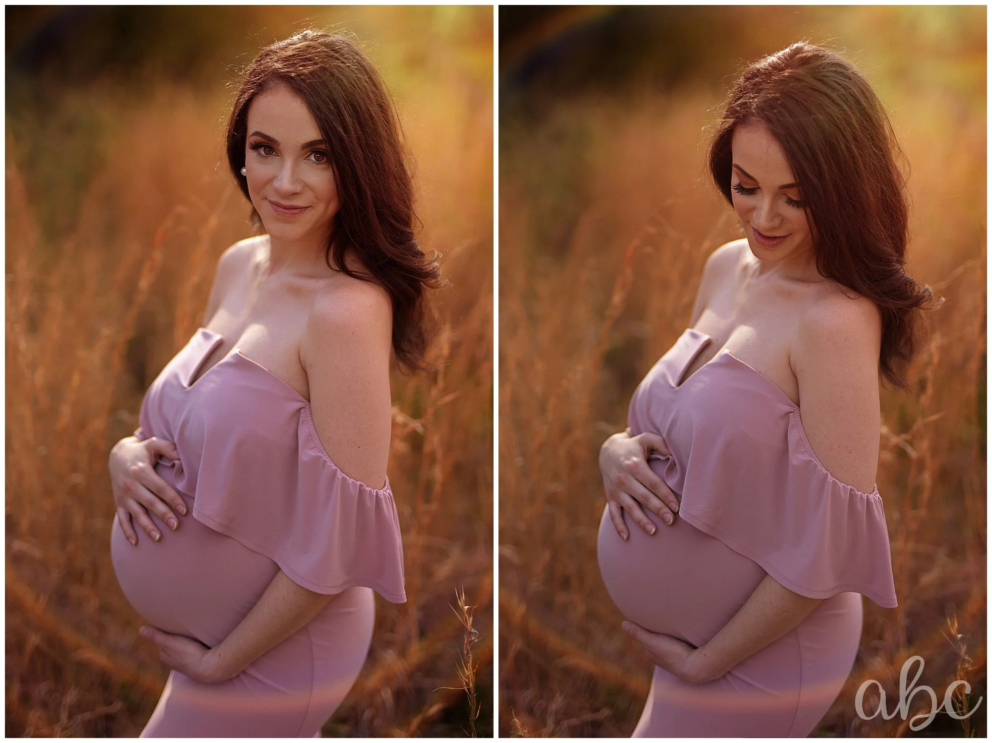 Perfect golden hour light, and sunflare during this maternity shoot with pregnant, webster certified chiropractor