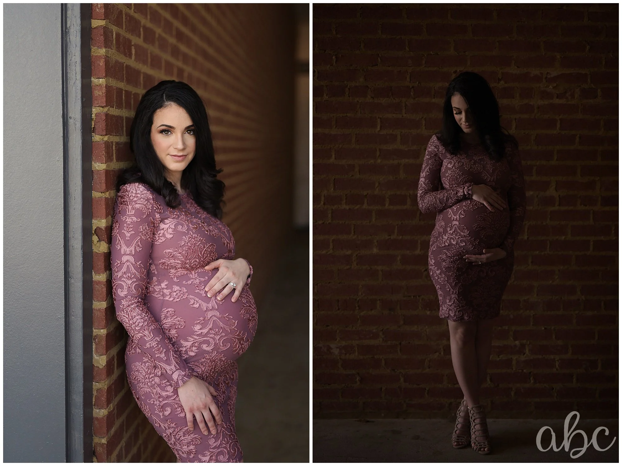 Pregnant chiropractor poses during her maternity shoot with Roswell Doula photographer