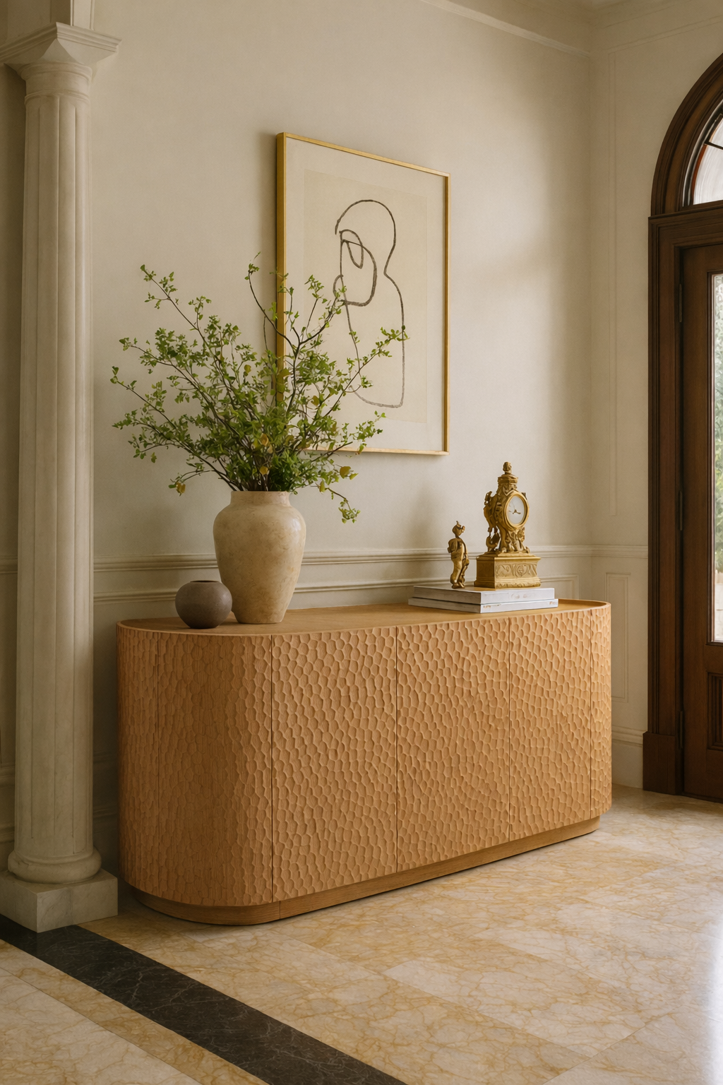 GOUGED OAK SIDEBOARD