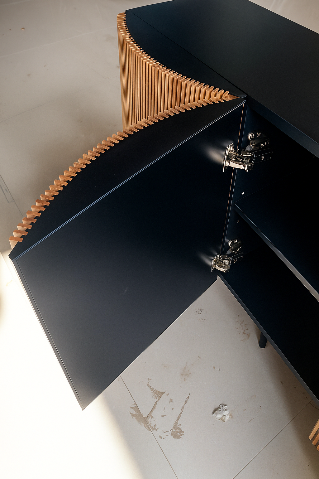 Curved Cabinet with Wooden Slats.png