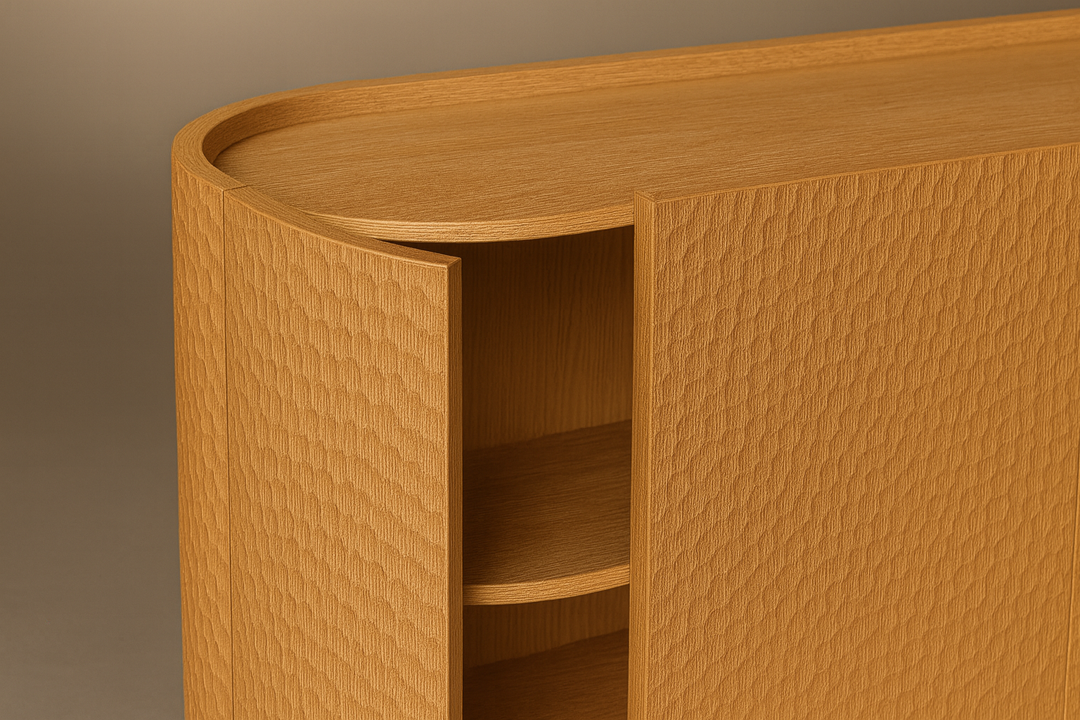 Curved Wooden Cabinet with Hammered Detailing (1).png