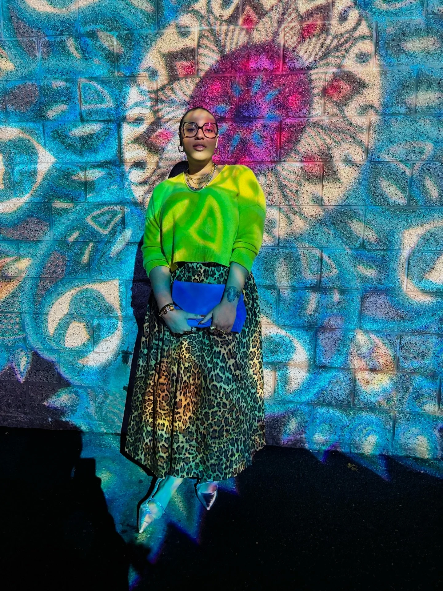 We all know leopard is a neutral. And chartreuse is a neutral. And silver (my shoes) is a neutral. This outfit is kinda my equivalent of wearing all black.