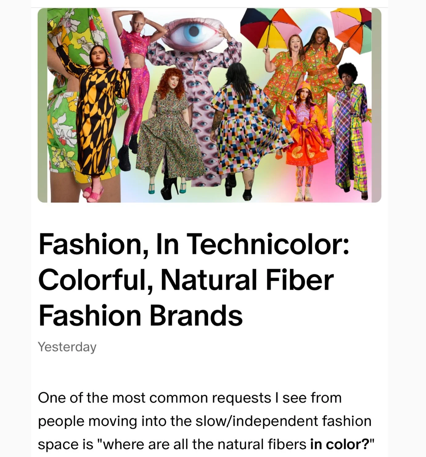 My Patreon Brand Discovery tier is finally live! I wrote about 15 independent, sustainable brands making colorful and quirky clothes in all or mostly natural fibers AND inclusive sizing! Link at the link in my bio!