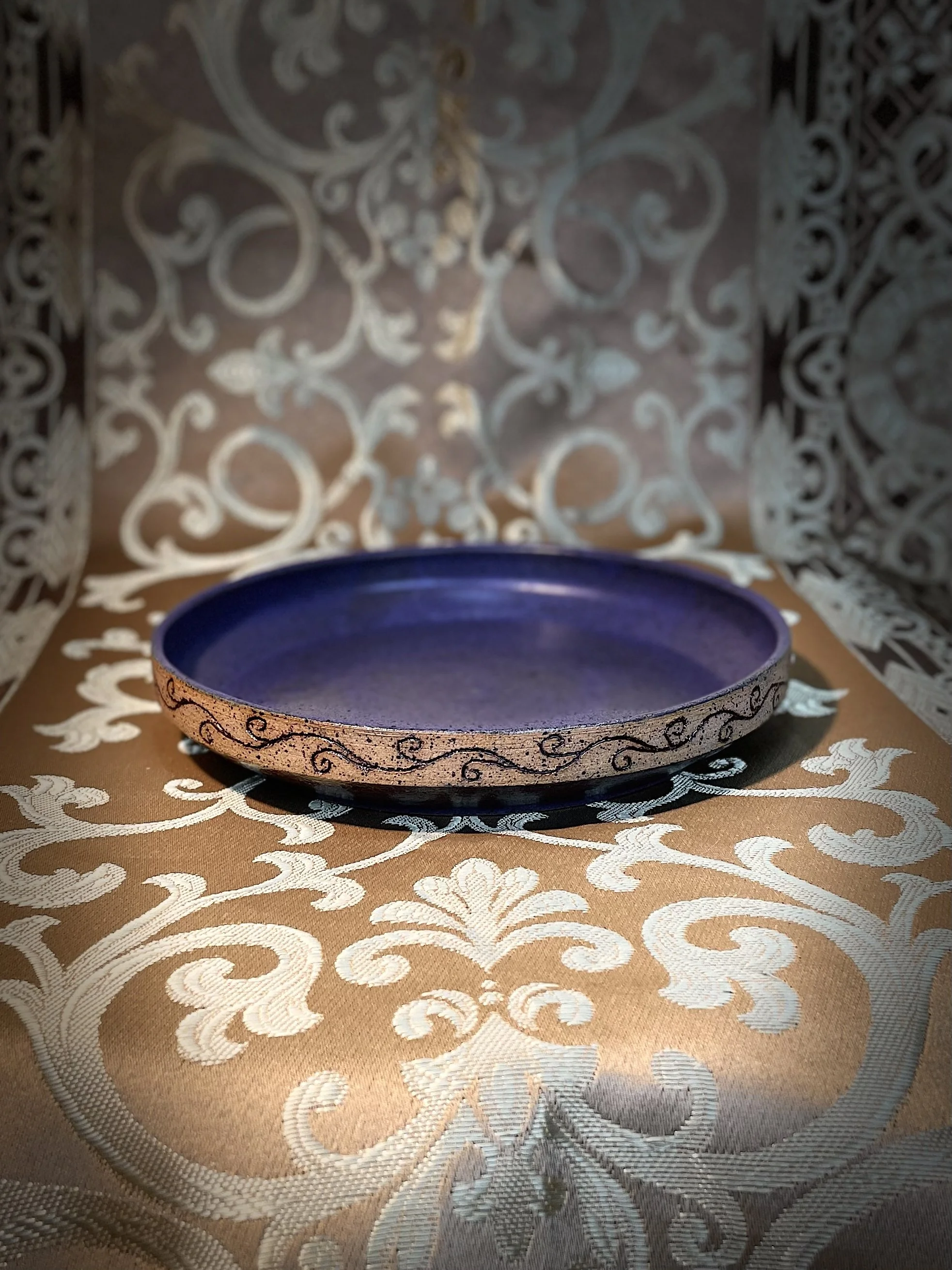 Purple Glazed Filigree Ceramic Side Plate