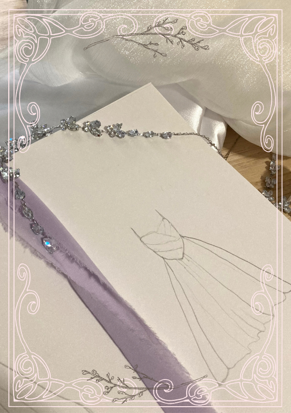 hand drawn A-line wedding dress
