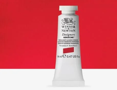 Winsor & Newton : Designer Gouache Paint : 14ml : Perm. Alizarin Crimson