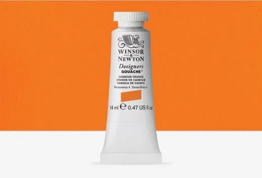 Winsor & Newton : Designer Gouache Paint : 14ml : Cadmium Orange