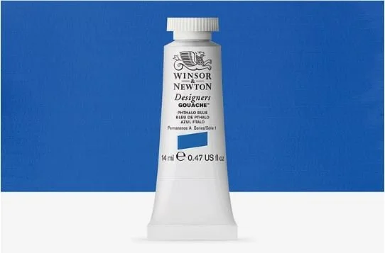 Winsor & Newton : Designer Gouache Paint : 14ml : Phthalo Blue