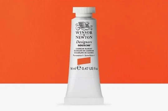 Winsor & Newton : Designer Gouache Paint : 14ml : Cadmium Scarlet (471)