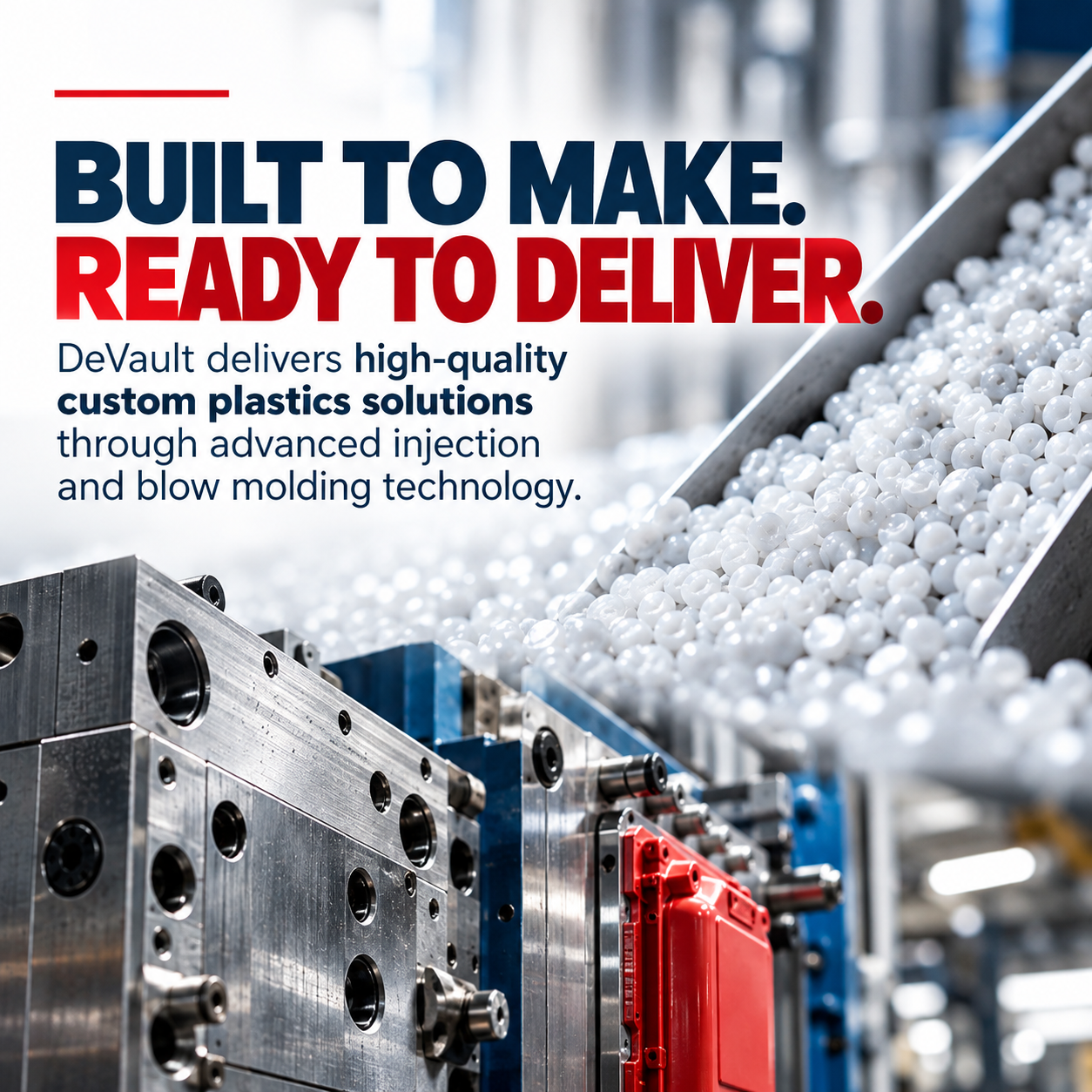 DeVault Enterprises custom plastic manufacturing specializing in injection molding and blow molding.