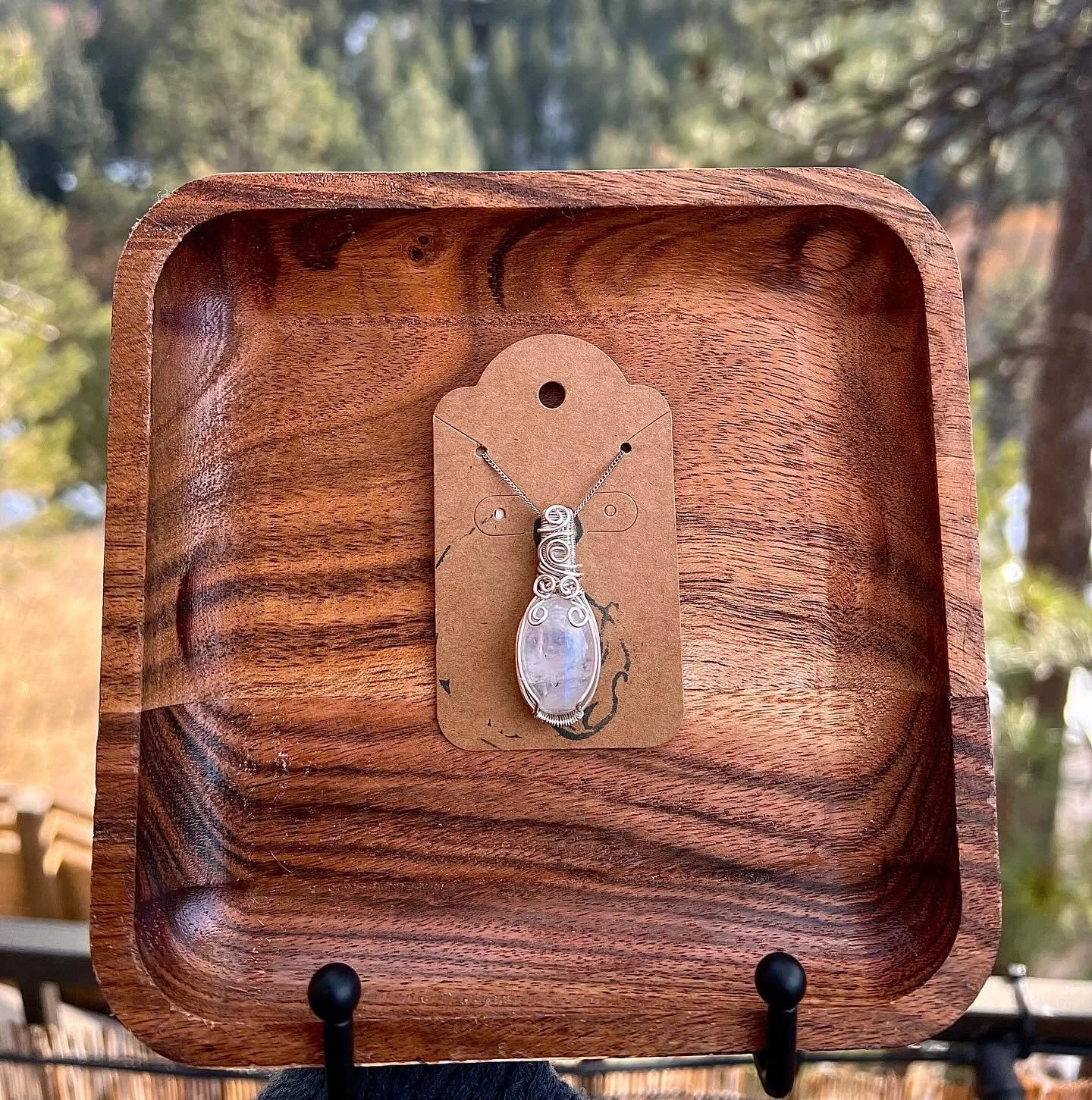 Rainbow moonstone pendant (-: 
&bull;
&bull;
&bull;
&bull;
&bull;
#bouldercolorado #wirewrappedcrystals #handmadejewelry #moonstonejewelry #etsyart