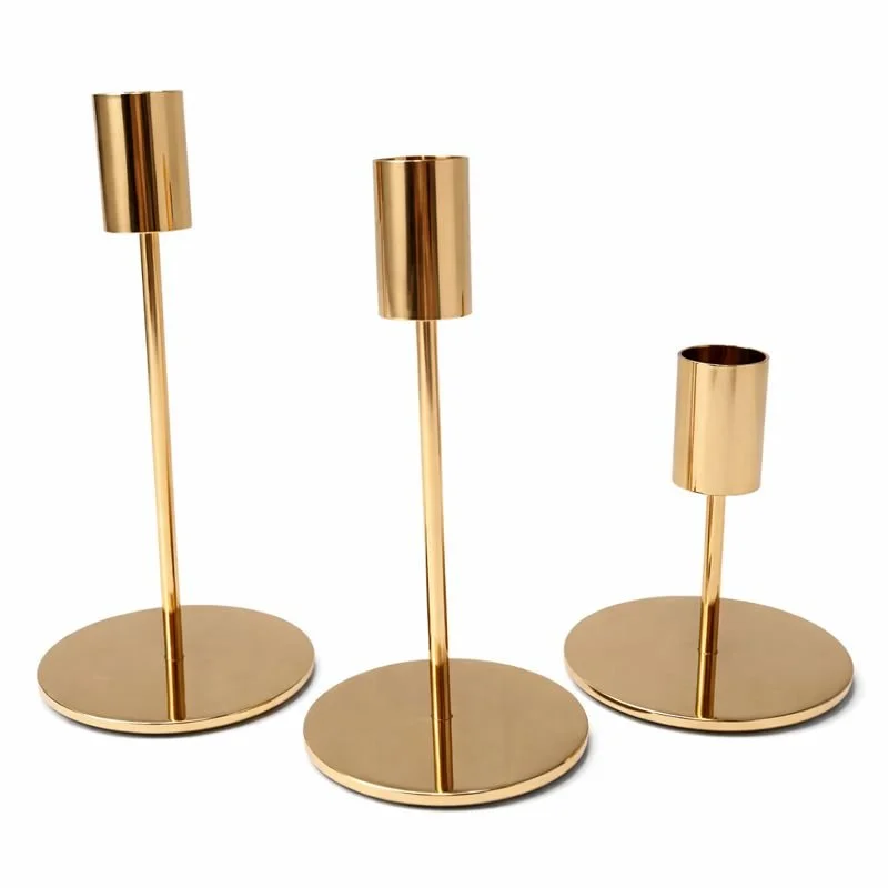 Gold Taper Candle Holders - 3 Heights