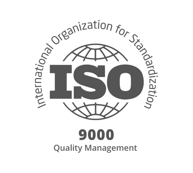 ISO 9000 Quality Management certification logo with globe design
