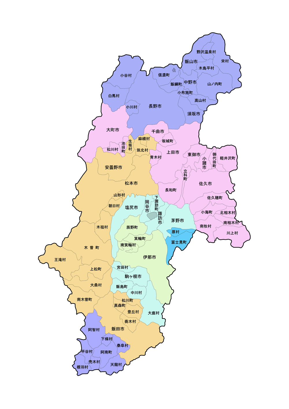 長野県 出張費マップ（拡大）