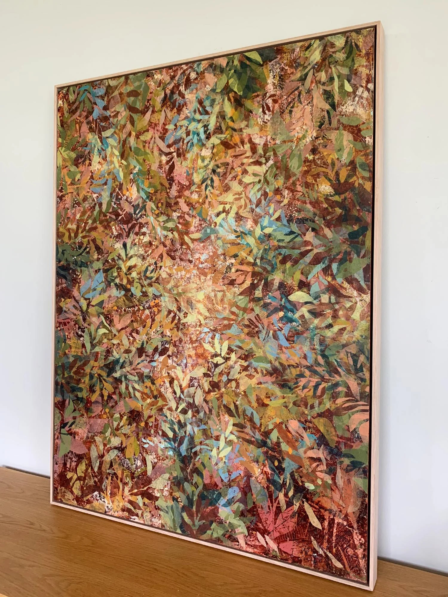 Rhythm of the Canopy oil and cold wax medium in situ rust red