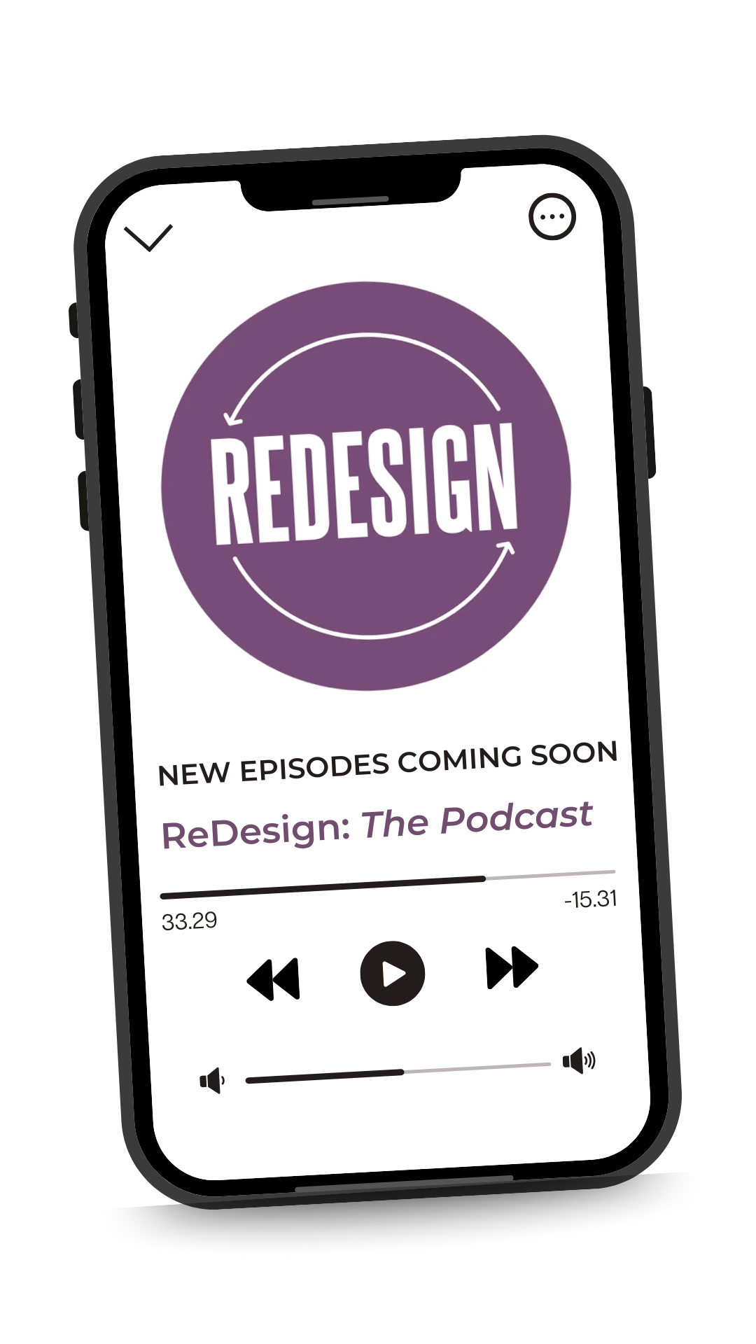 Phone mockup of a ReDesign podcast episode